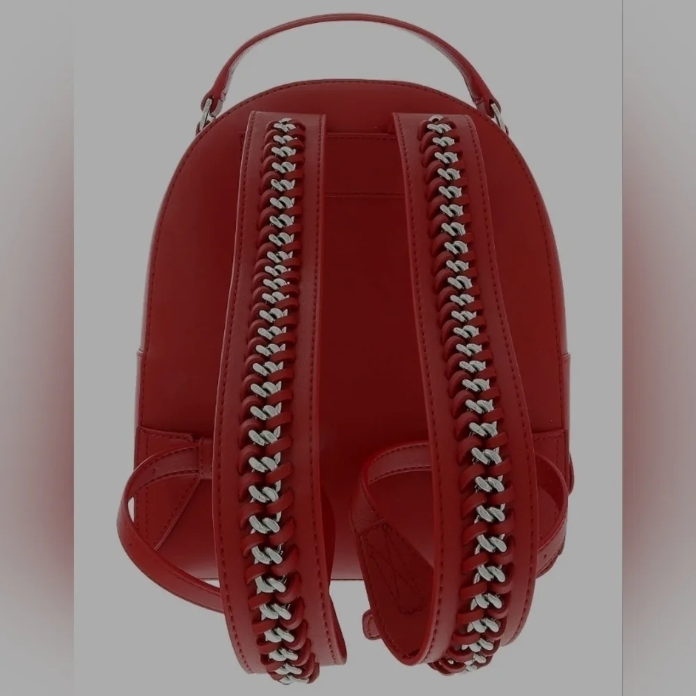 LOVE MOSCHINO Women's Red Chain Stitched Backpack Purse